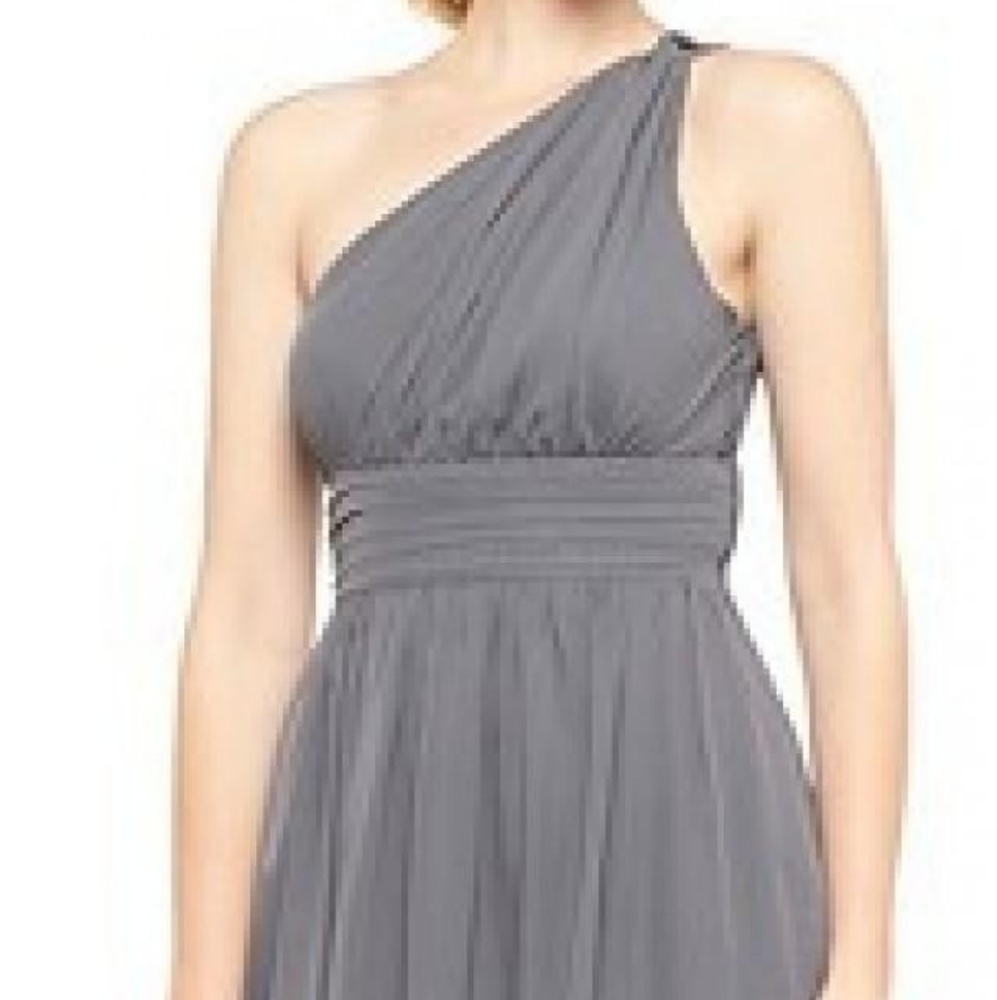 Chiffon Grey One Shoulder Maxi Long Gown